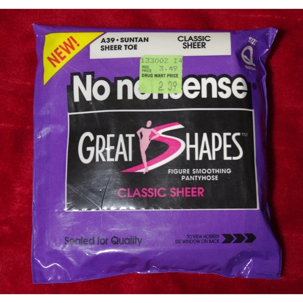 Vintage No Nonsense Great Shapes Pantyhose Suntan Sheer Toe‎ Queen Q NEW NOS USA